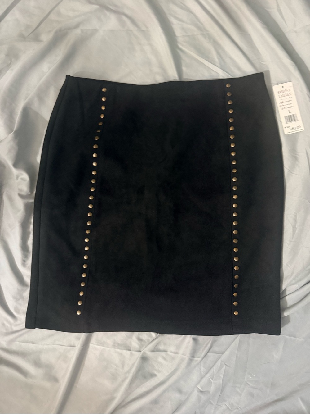 Sabrina Lauren Studded Faux Suede Pencil Skirt